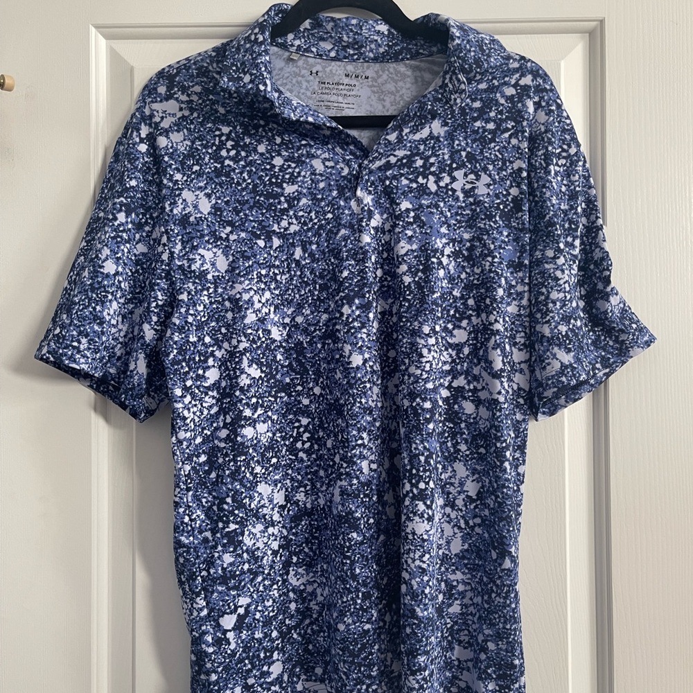 Under Armour Blue and White Speckled Polo